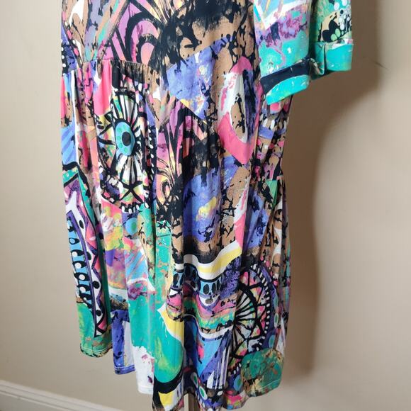 Paisley Grace Top Abstract Floral Stretch Jersey Knit Babydoll - Picture 6 of 10